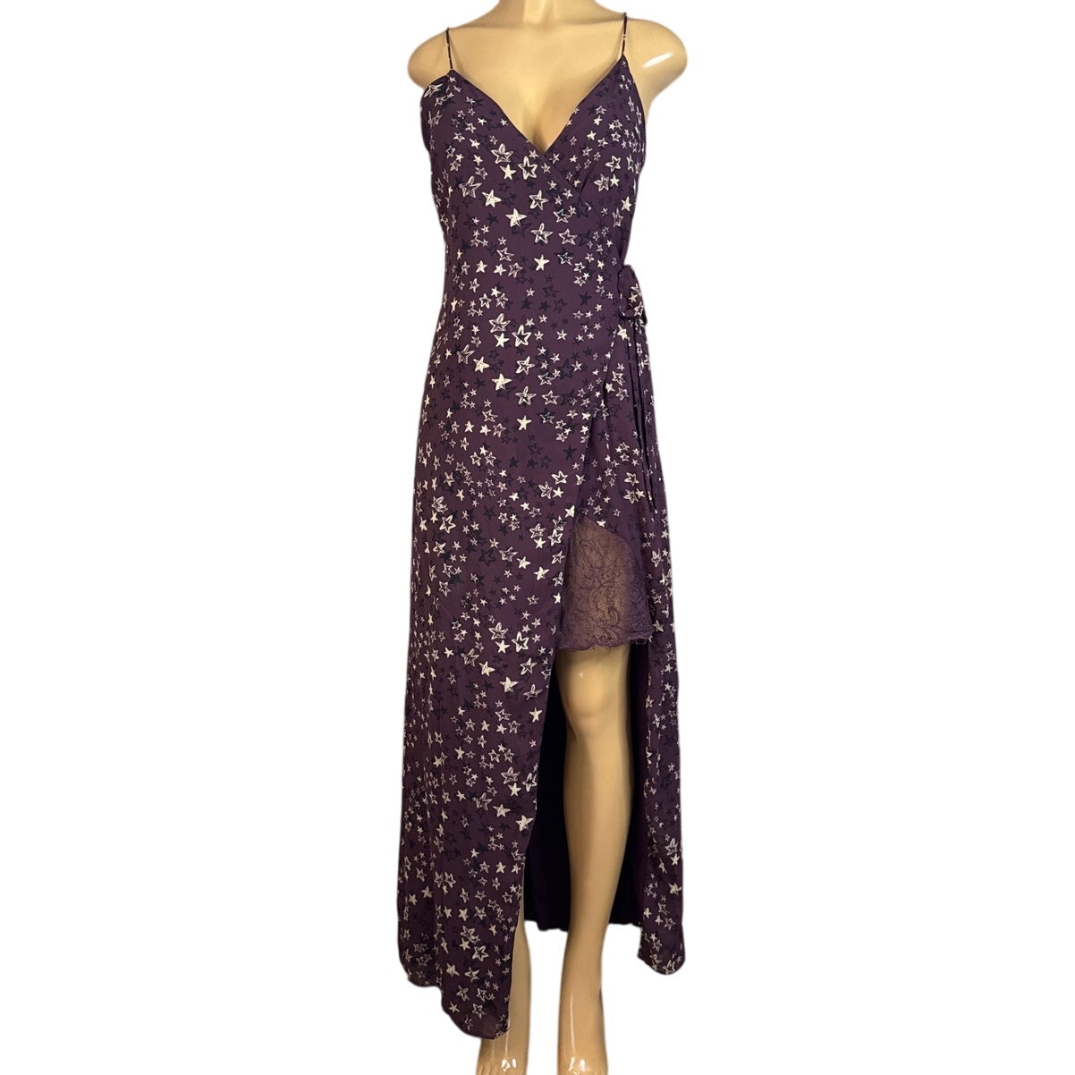 House Of Harlow X Revolve Edie Maxi Lace Wrap Dress Purple Star Print Size Small